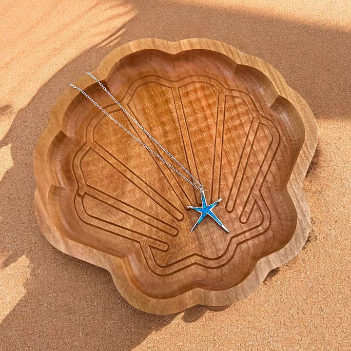 Seashell Catchall Tray, Wooden Jewelry Dish, Coastal Decor for wholesale by Third Eye Creation Company