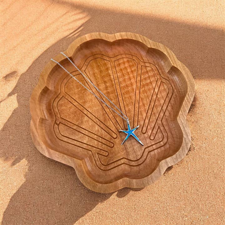 Seashell Catchall Tray, Wooden Jewelry Dish, Coastal Decor for wholesale by Third Eye Creation Company