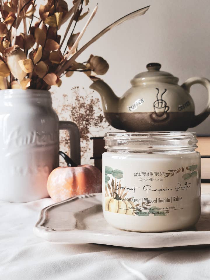 Coconut Pumpkin Latte - Autumn Decor Candle | Wood Wick for wholesale by Dark Horse Handcrafted