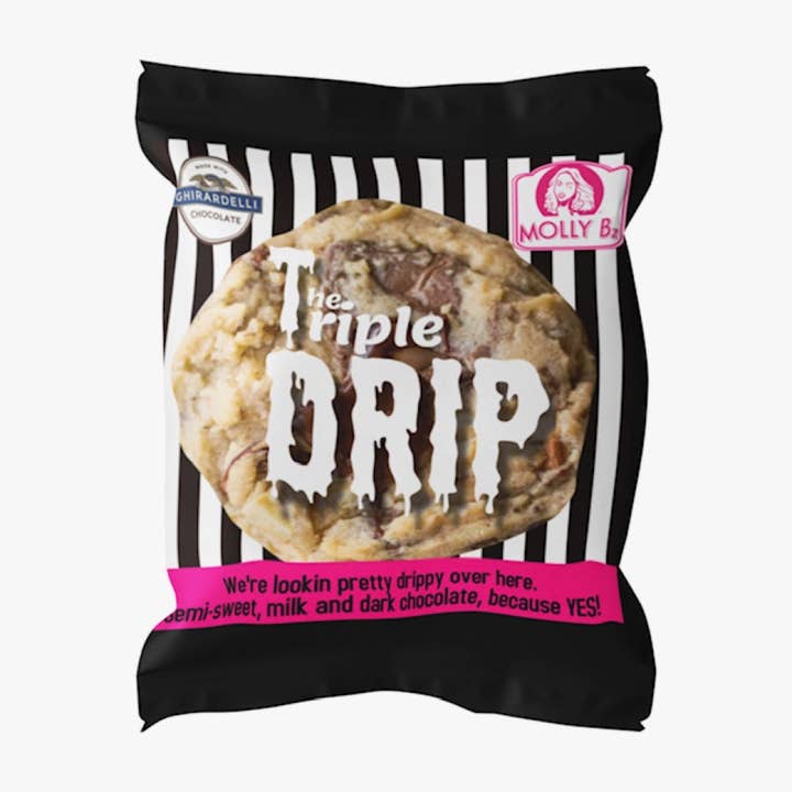 The Triple Drip Cookie - Semi-sweet, White, & Dark Chocolate for wholesale by Molly Bz