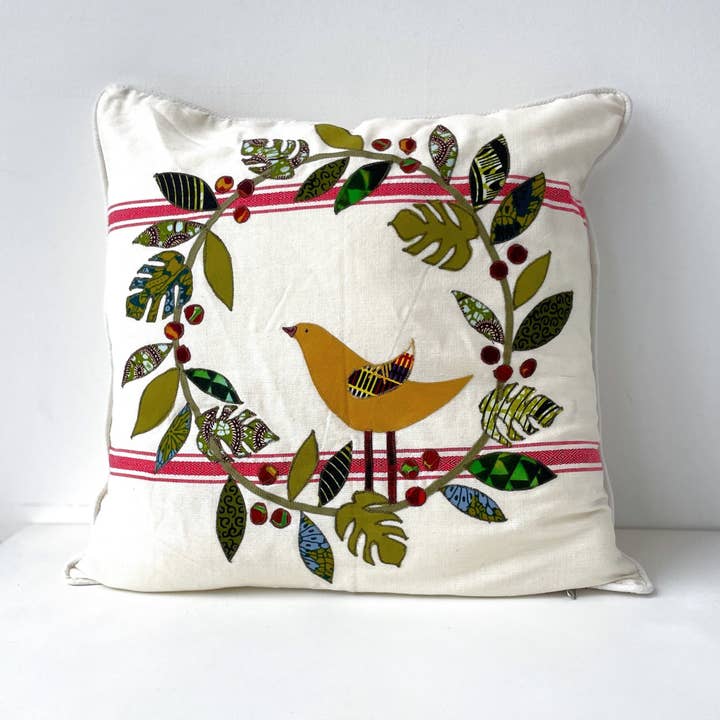 Christmas Bird & Wreath Pillowcase for wholesale by Amani ya Juu