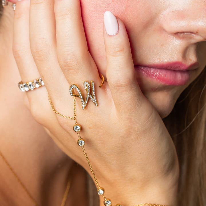 Vienna Domani Jewelry - Wholesale Multi-Stone Ring - Iced Initial Ring9