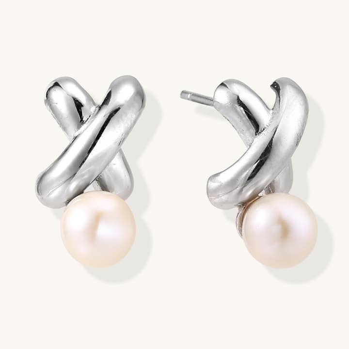 Silberne Twist-Perlenohrringe für den Großhandel von Branvas Jewelry