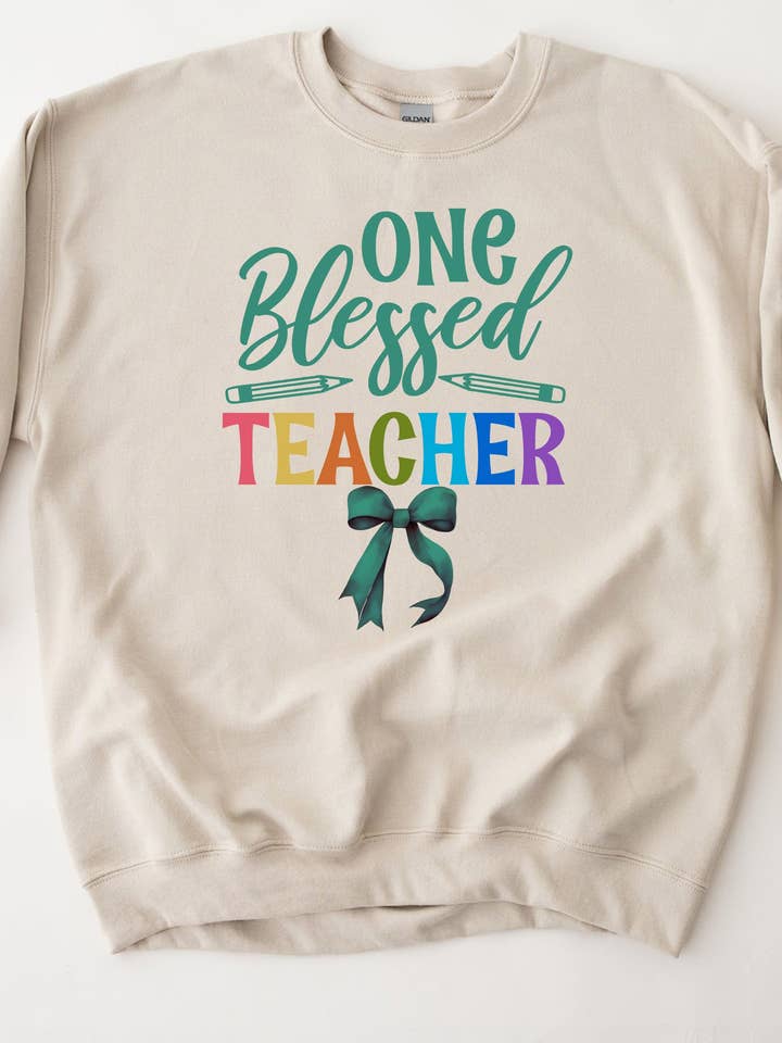 Blessed Teacher Graphic Sweatshirt for wholesale by RAGS & ROYAL