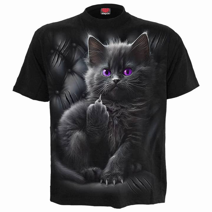 CATTITUDE - Front Print T-Shirt Black for wholesale by Spiral