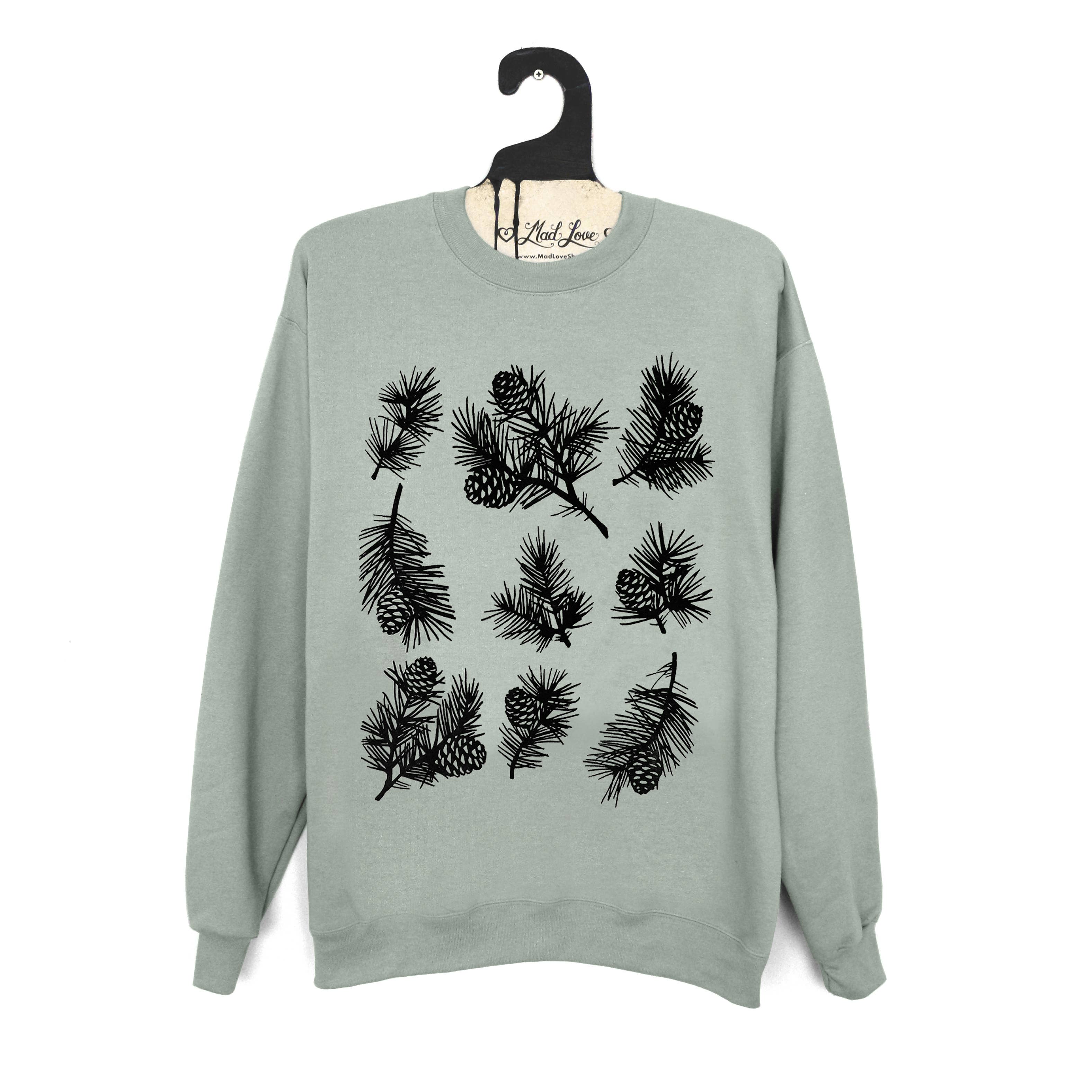 Mad Love Shop - Wholesale Graphic Sweatshirt - Women's - Unisex Sage Fleece Sweatshirt with Pinecone Print0