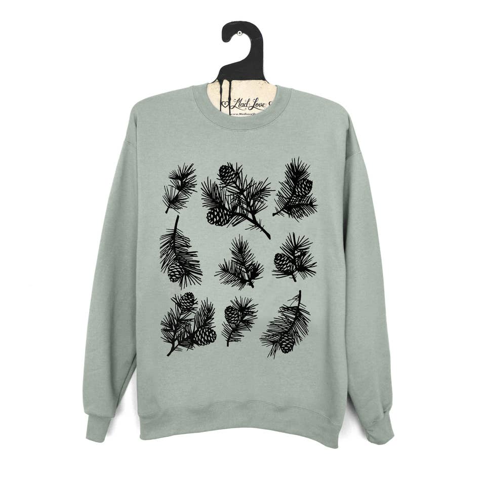 Mad Love Shop - Wholesale Graphic Sweatshirt - Women's - Unisex Sage Fleece Sweatshirt with Pinecone Print0