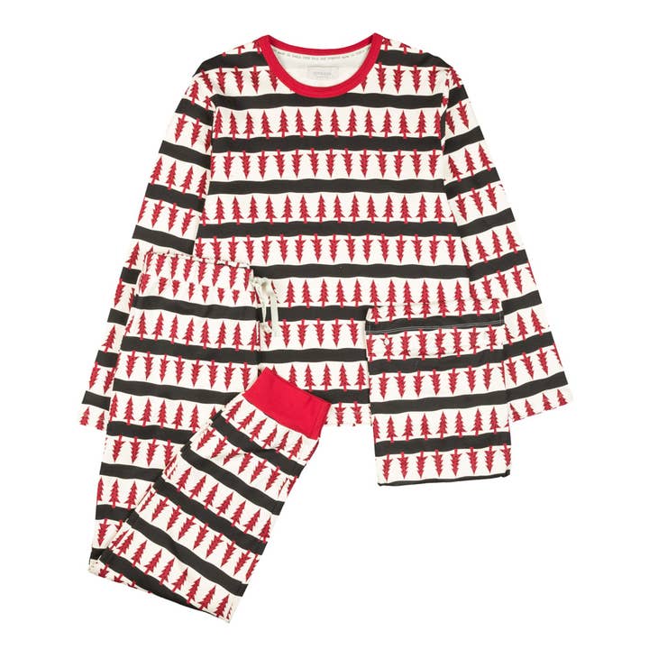 Veraluna Sustainable Clothing - Venta al por mayor Conjunto de pijama - Hombre - PIJAMA HOMBRE ORGÁNICO ÁRBOL DE NAVIDAD ROJO NEGRO PRODUCTO DE COMERCIO JUSTO