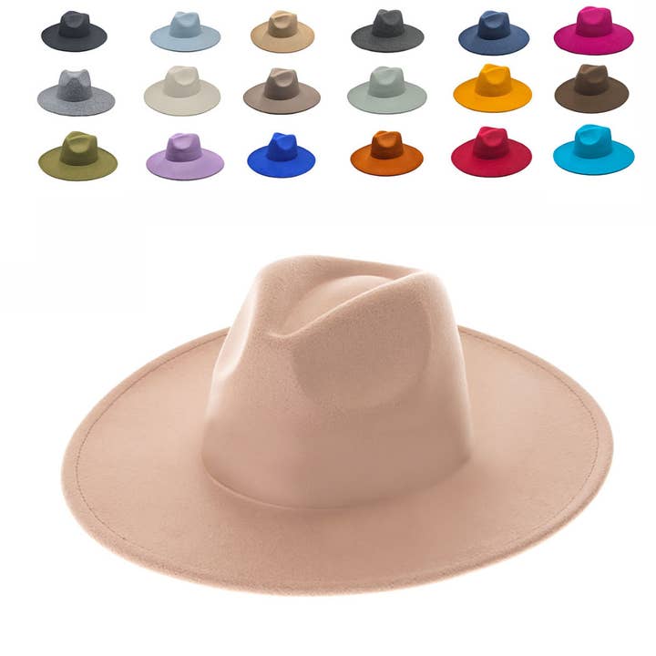 AdornWise - Wholesale Fedora - Women's - Vegan Felt Wide Brim Rancher Hat