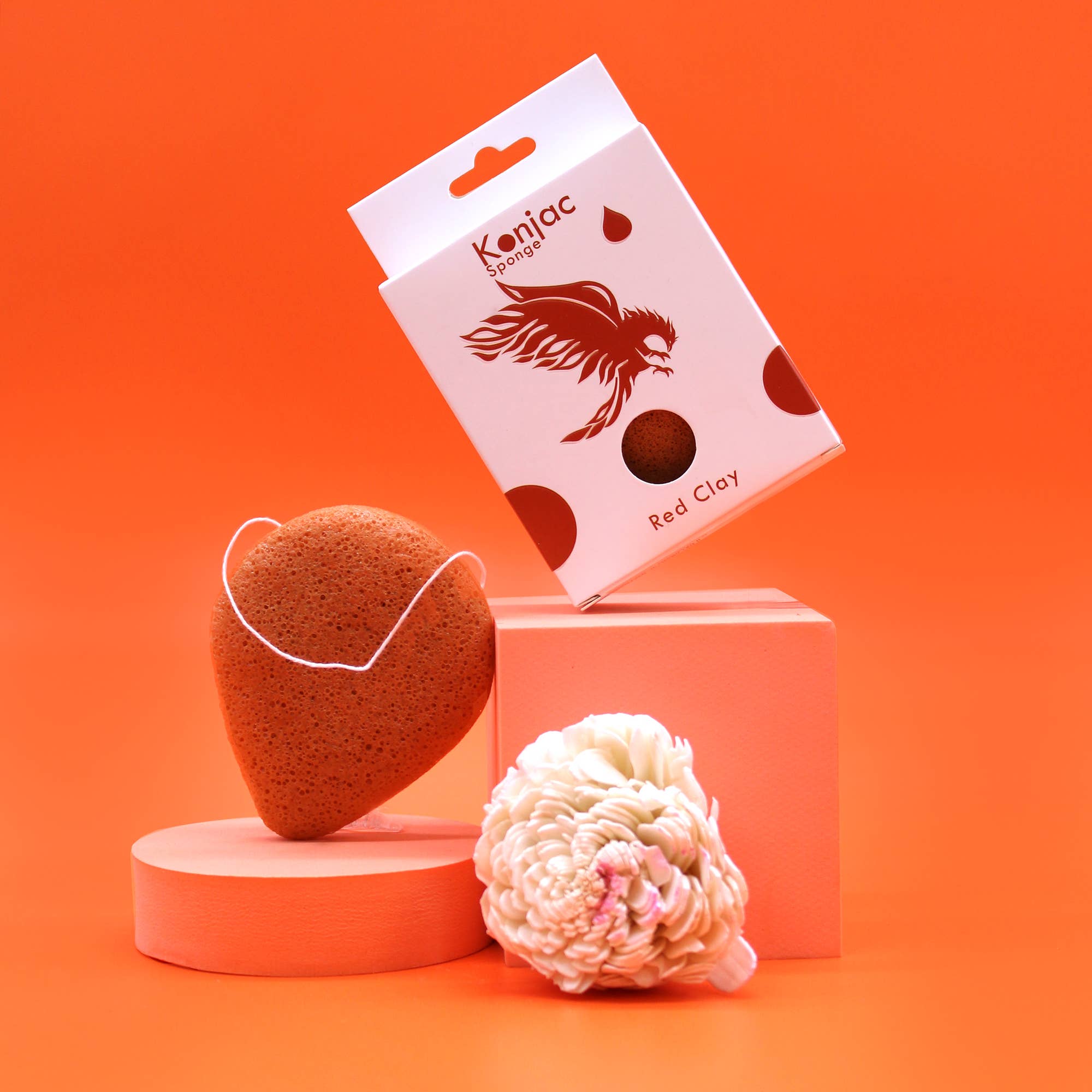 Ancient Wisdom – wholesale Bath pouf/sponge – Teardrop Konjac Sponge - Red Clay - Rejuvenating2