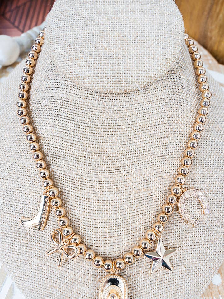Viola Lone Star Life Goldtone Ball Bead Charm Necklace for wholesale by Wholesale Accessory Market