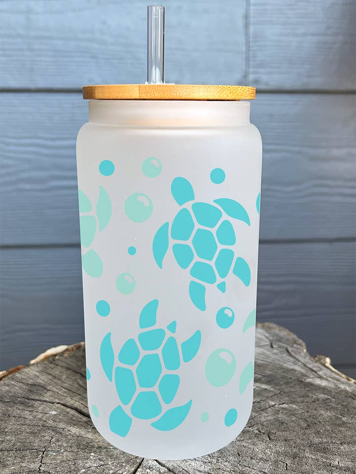 16oz gefrostetes Eiskaffeeglas mit Deckel und Strohhalm für den Großhandel von Lester Lou’s Designs