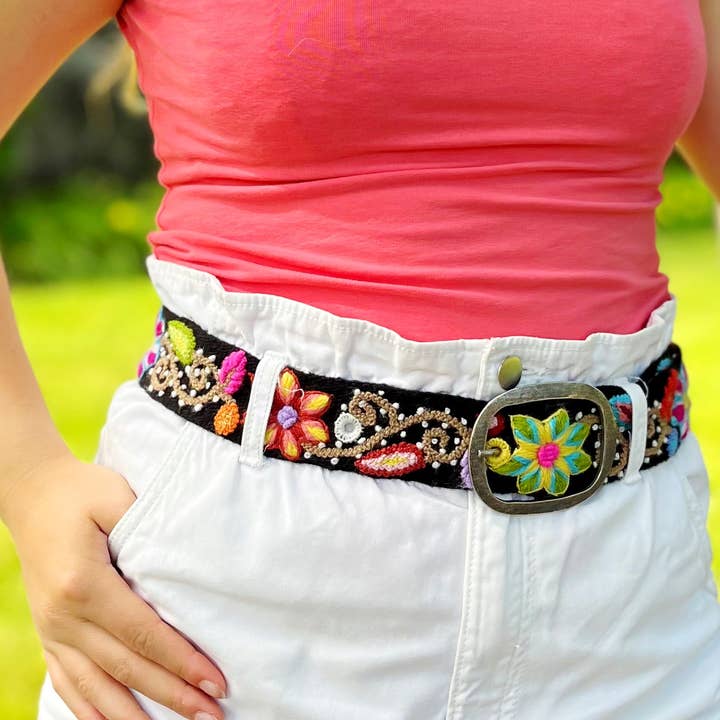 Artesana Love - Wholesale Belt - Women's - Andean Blossom Wide Embroidered Belt2