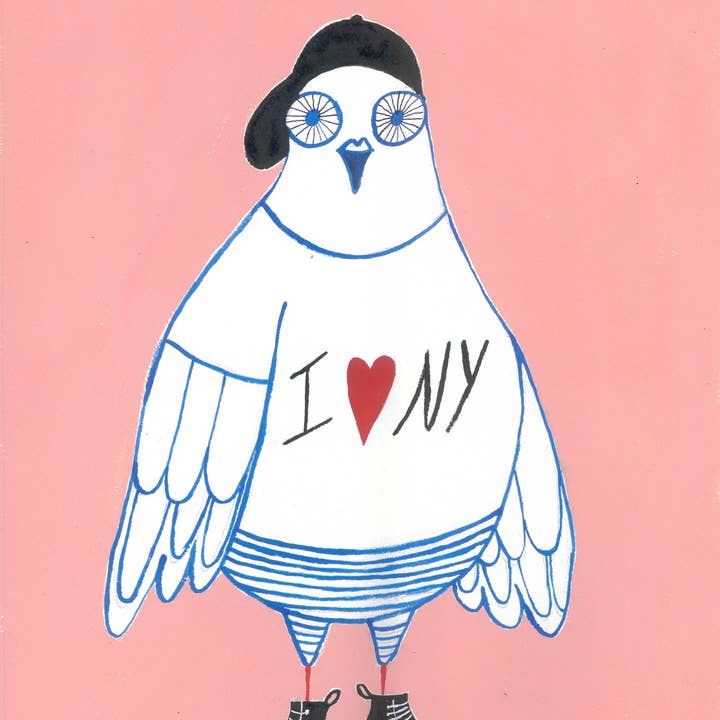 Juni BK - Wholesale Love Card - Relaxed NYC Pigeon - Greeting Card 1