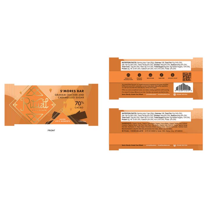 Ritual Chocolate - Wholesale Chocolate Bar - S’mores Mini Bar 25g, Dark Chocolate 70% 2