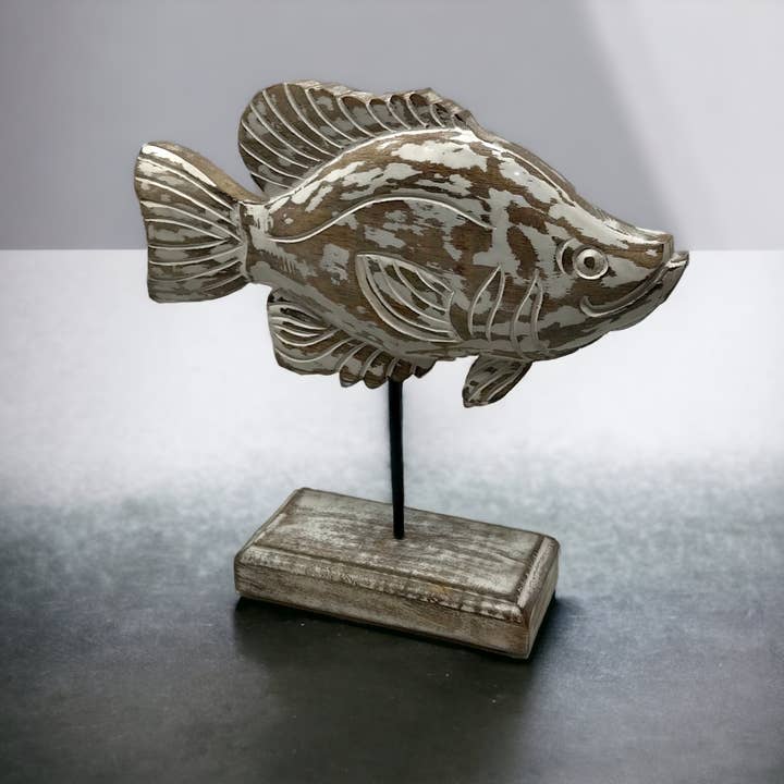 Wilco Home - Vente Sculpture - Sculpture/support en bois sculpté « Fish Tales » de Feebie Fantail4
