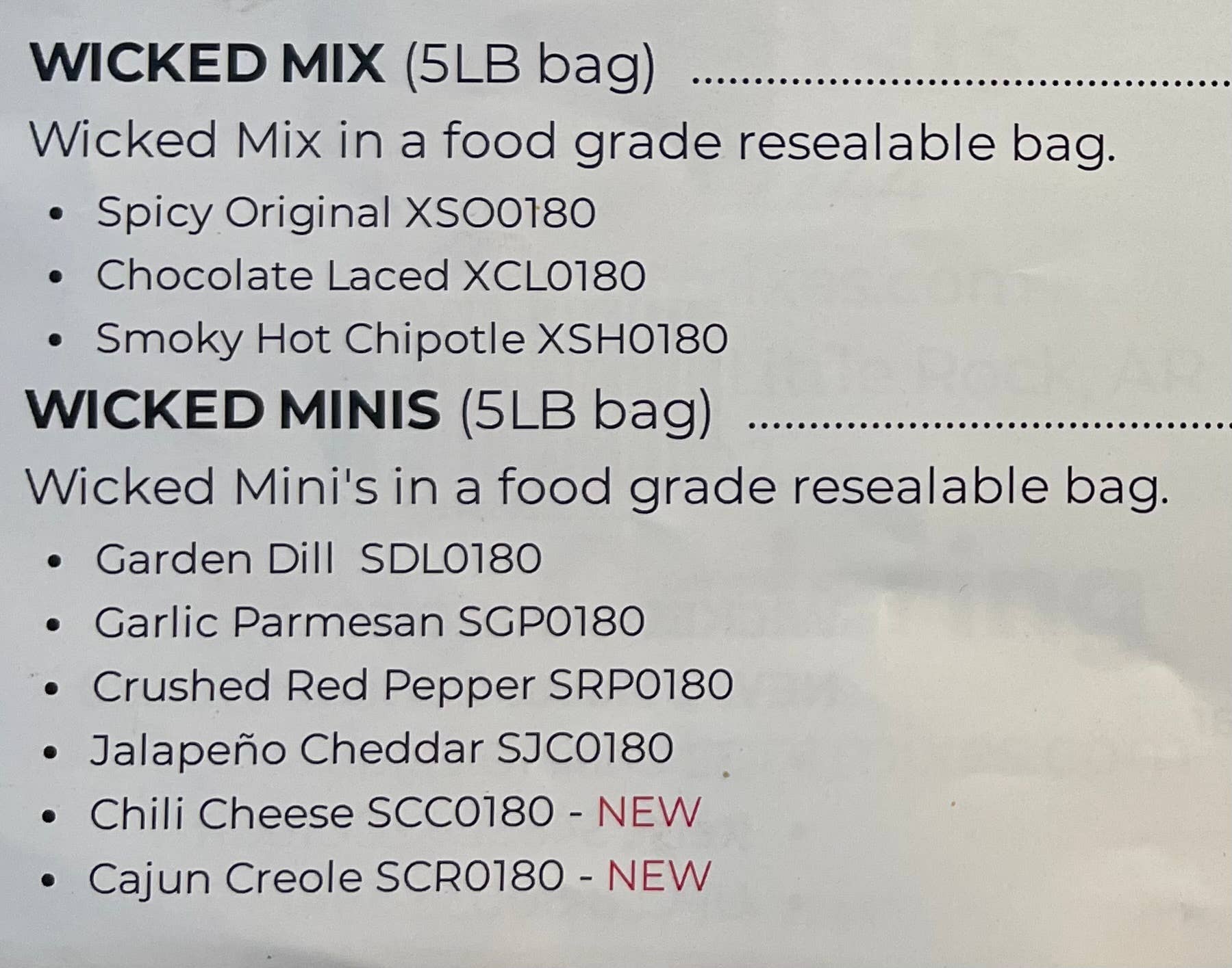 Moonlight Mixes – wholesale Kex – Wicked Mini's Chiliost 5 lb bulk1