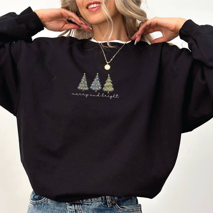 P E T I T R U E - Venta al por mayor Sudadera - Mujer - Sudadera navideña bordada con forma de árbol de Navidad 6