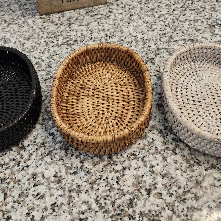 Artifacts Trading Company – Engroshandel Sæbeskål til bad – Rattan oval sæbeskål med keramisk indsats5