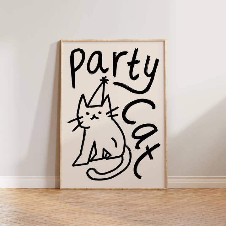 Party Cat Doodle Print for wholesale by Lune Club
