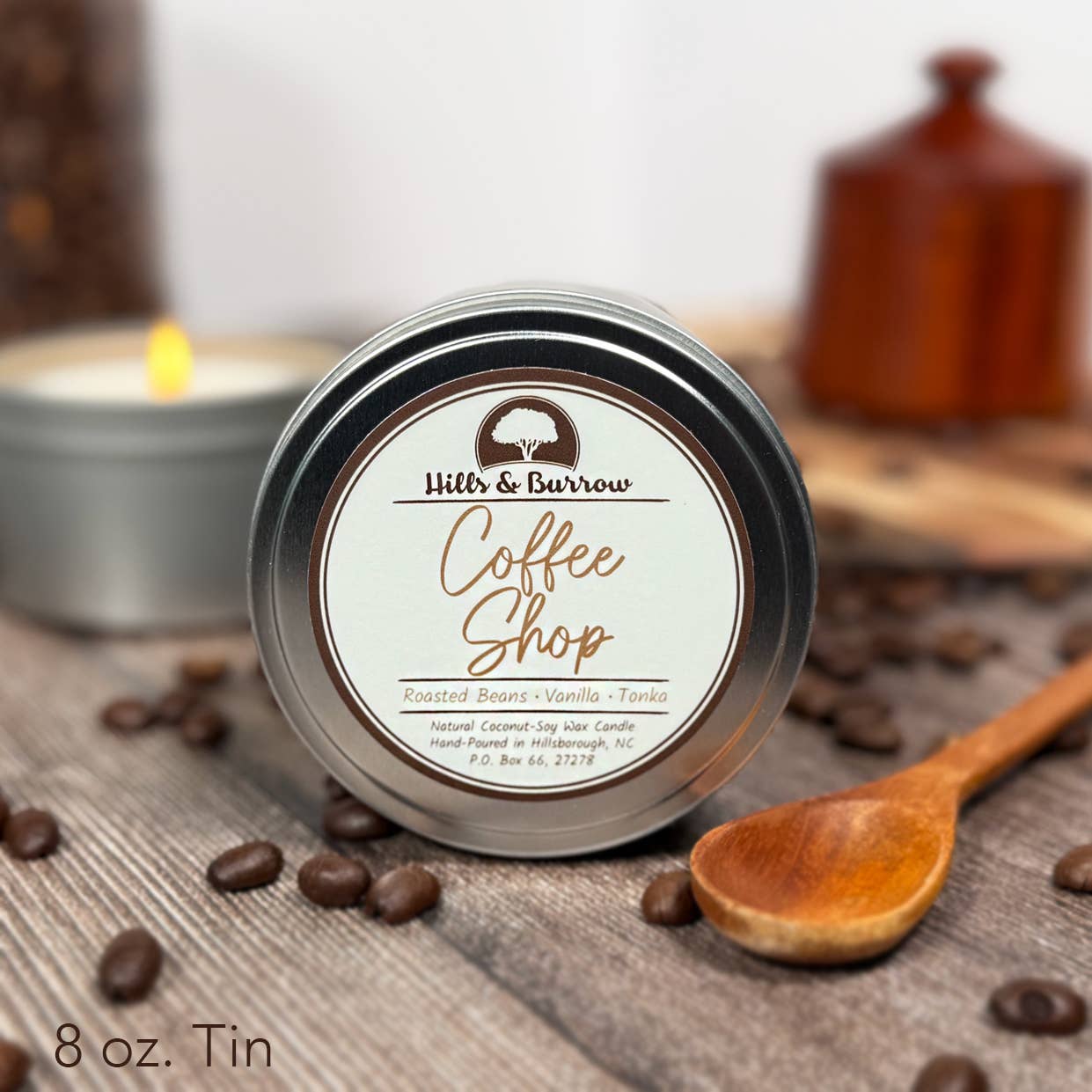 Hills & Burrow – Engroshandel Glaslys – Kaffebar – Ristet Espresso, Vanilje & Hyggelig Café Duftlys1