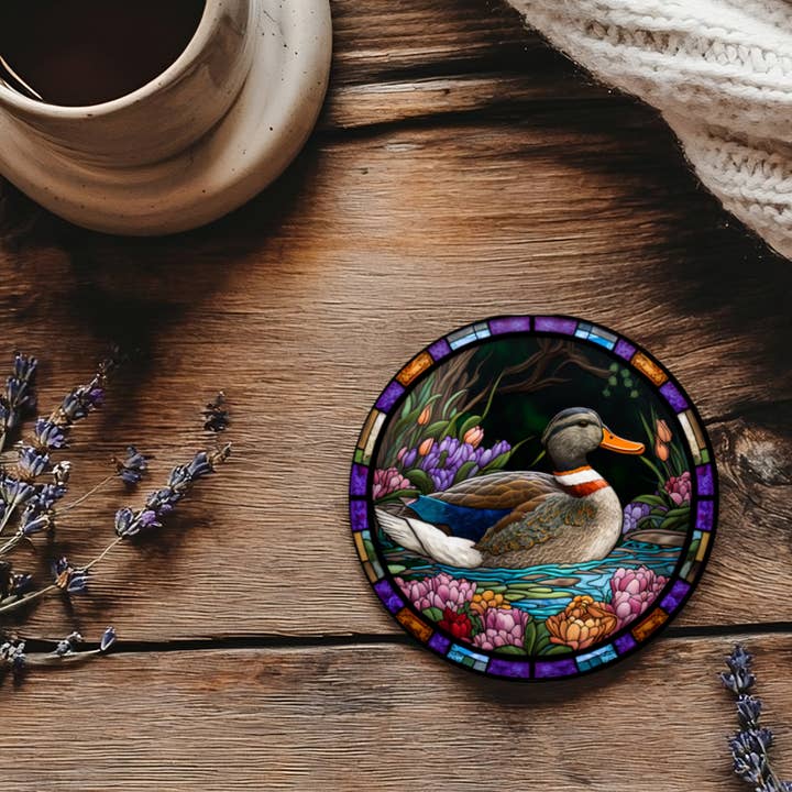 Duck Coaster, Bird Lover Gift, Nature Home Decor for wholesale by Fernville Creations