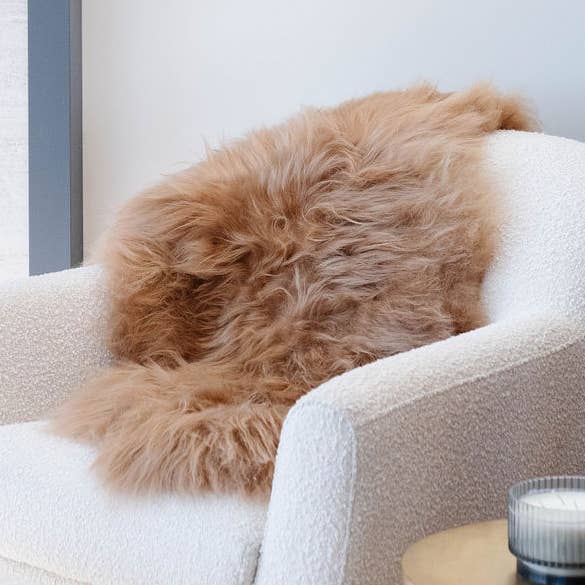 Black Sheep (White Light) - Wholesale Area Rug - Camel Icelandic Sheepskin Throw Rug0