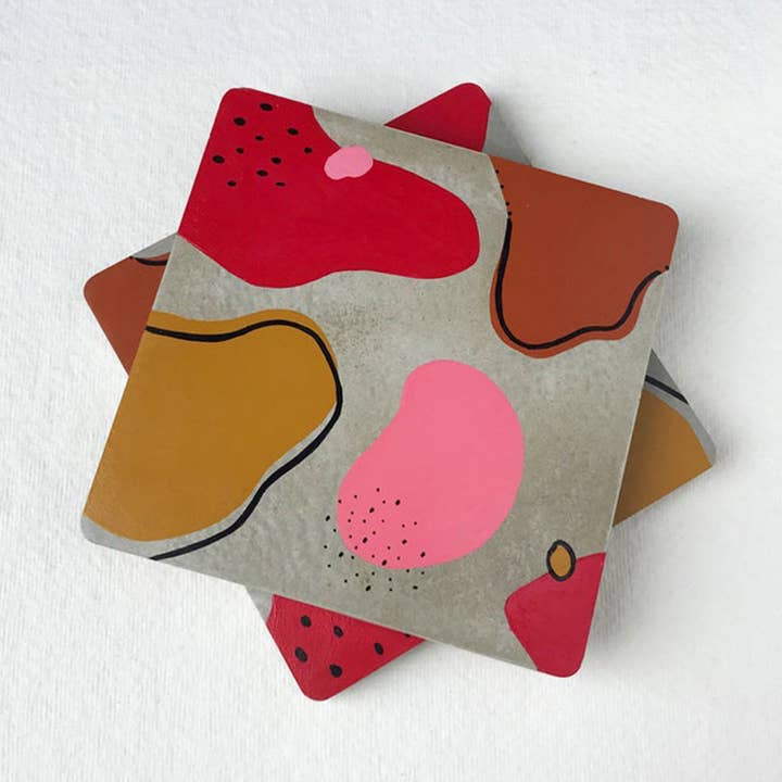 Untersetzer aus Beton mit abstraktem Muster - Erdig für den Großhandel von Anie Studio