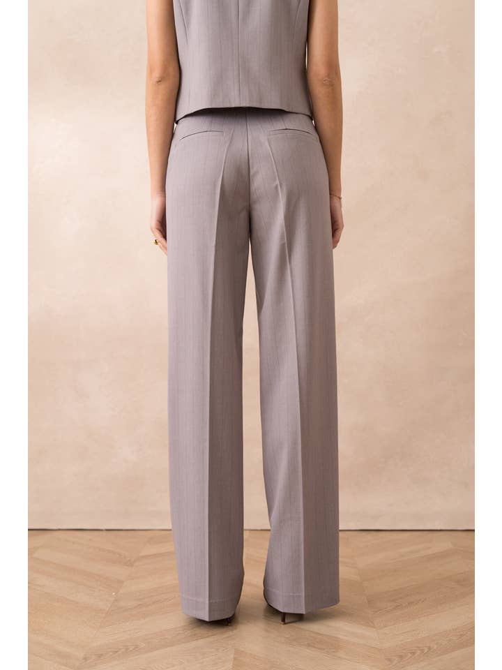 Attentif Paris - Wholesale Nette broek/pantalon - Dames - Harmonia gestreepte broek met hoge taille en wijde pijpen16