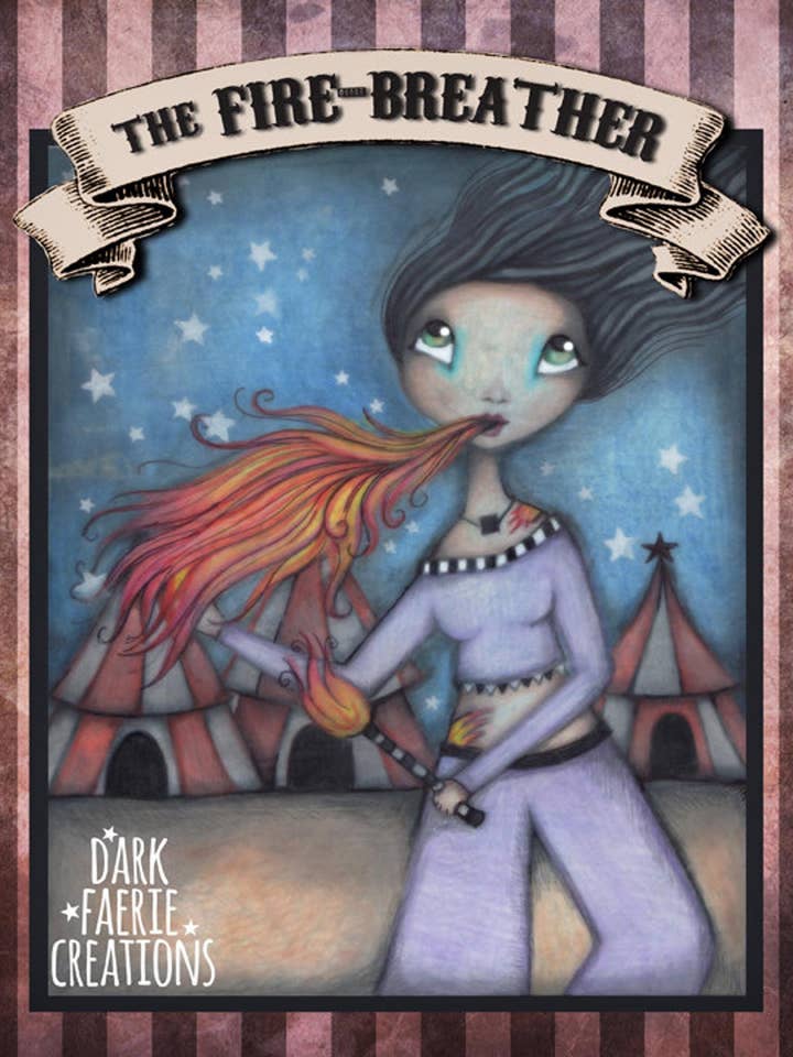 The Fire Breather - Impression signée 20 x 10 pouces pour la vente par Dark Faerie Creations