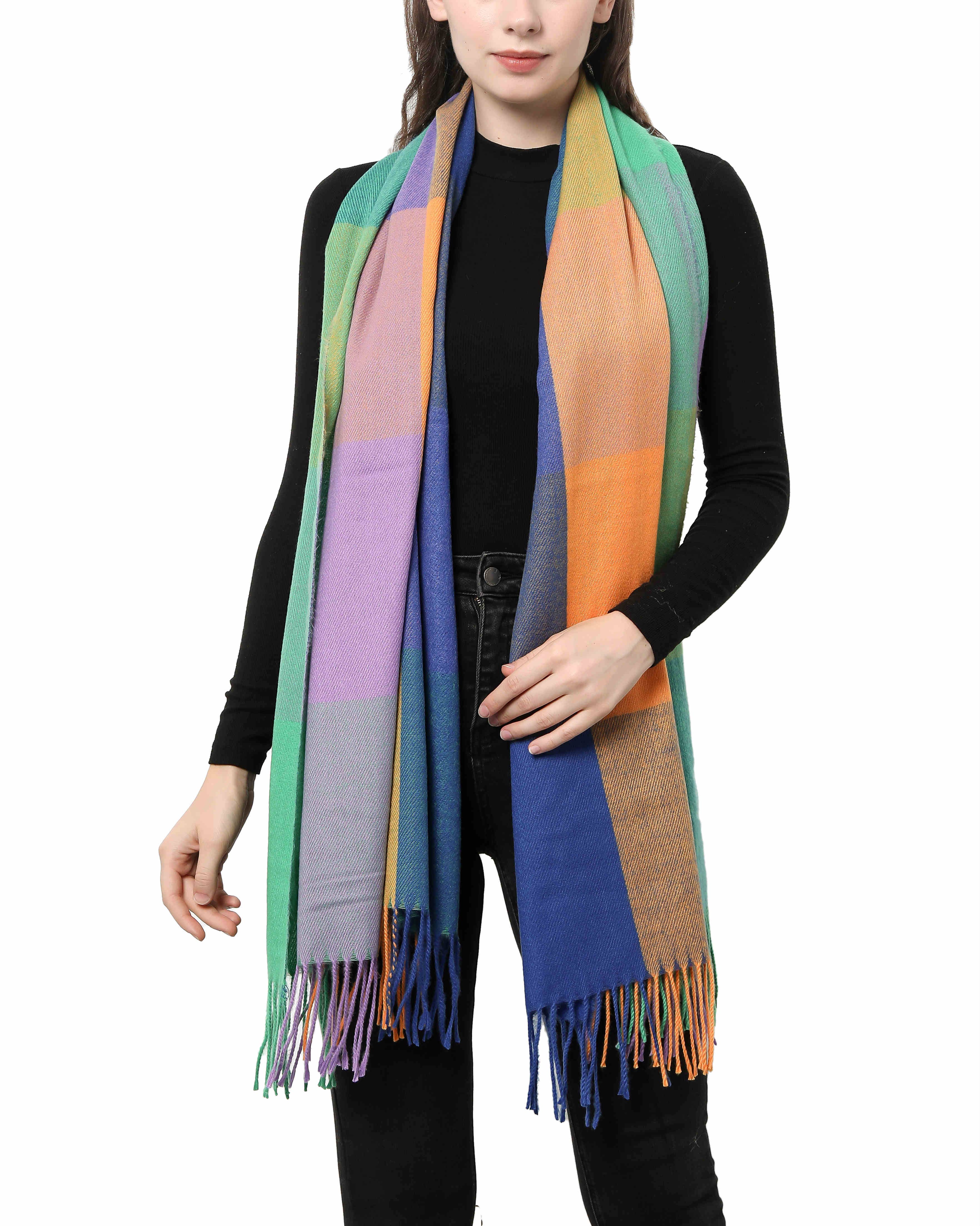 JC Sunny Fashion – Wrap - Mulher por atacado – 23 Cores! Manta Envolvente de Blocos de Cor Mais Suave que Caxemira26