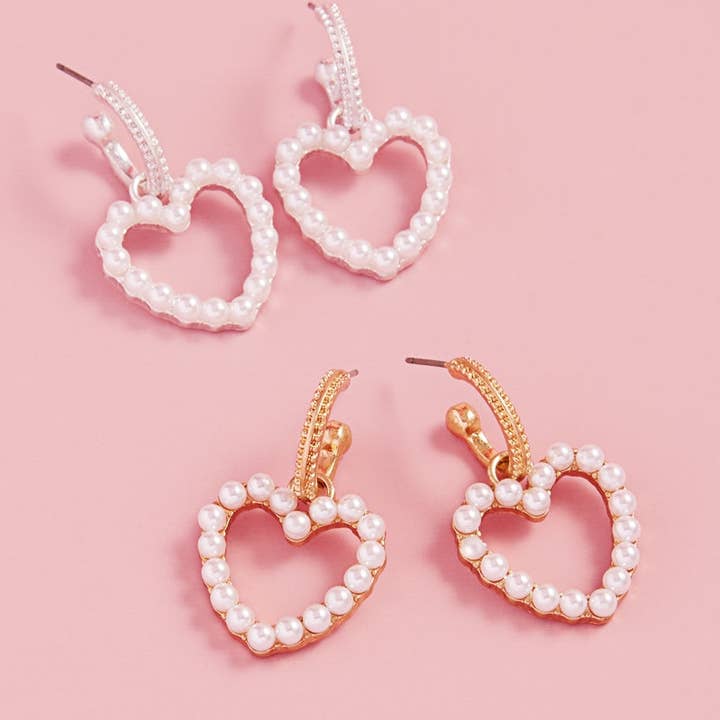 Valentine Hjerte Vintage Metal Perle Hoop Øreringe Hypoallergen for engroshandel hos Verita Lane