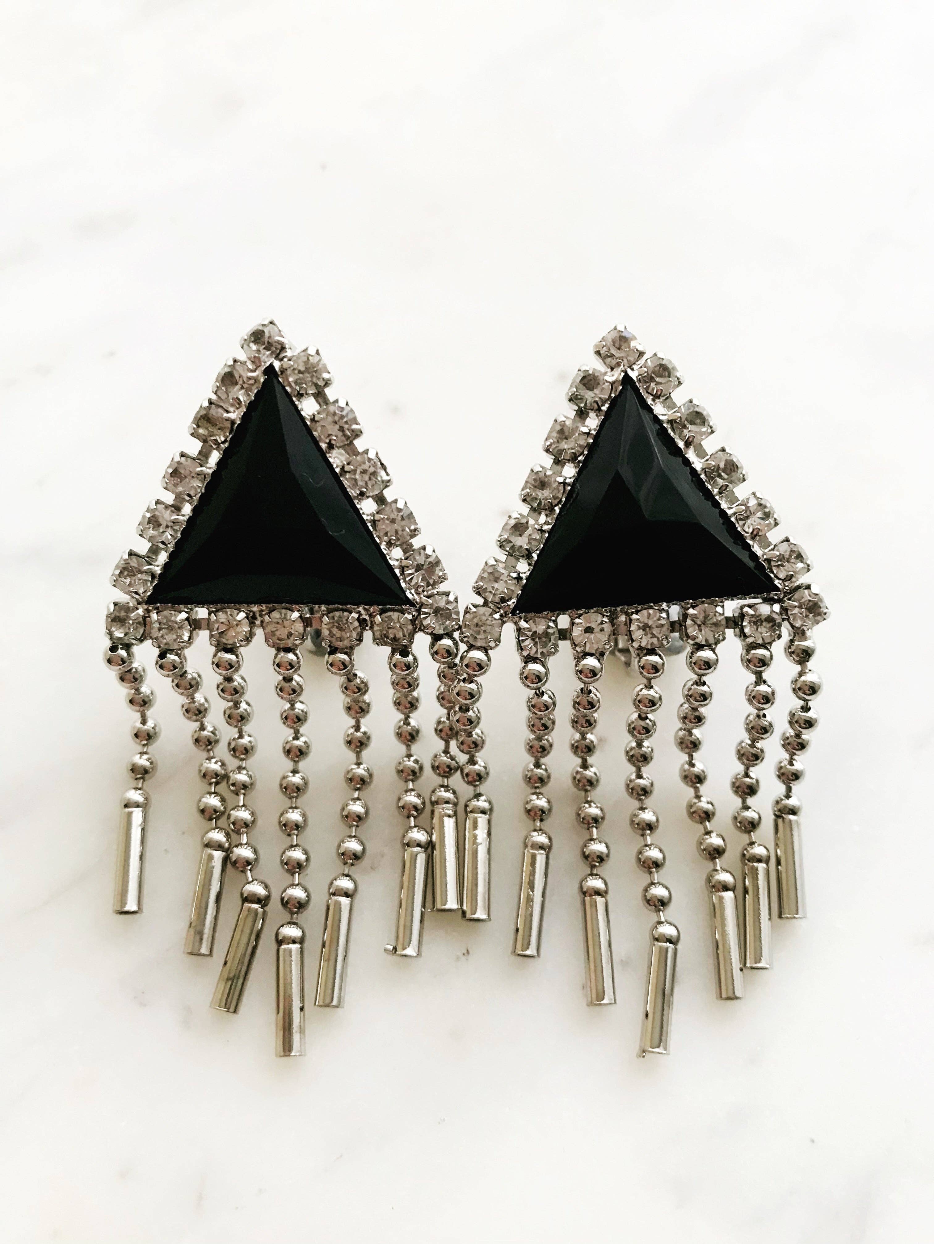 Carmen Miller Jewellery – wholesale Clip-on earrings – Betty Black & Silver Crystal Earrings0