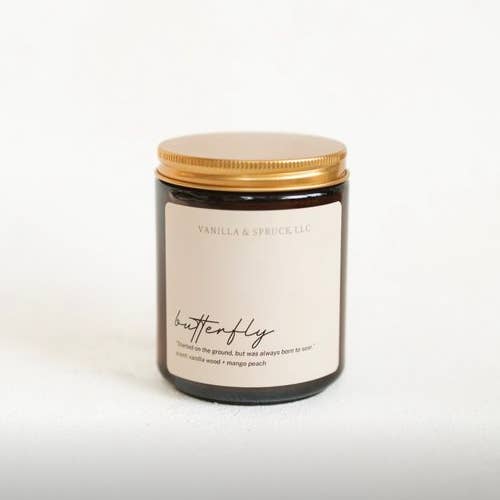 Vanilla and Spruce, LLC - Wholesale Jar/Filled Candle - 7 oz Candle - Butterfly