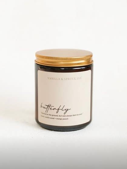 7 oz Candle - Butterfly for wholesale by Vanilla and Spruce, LLC