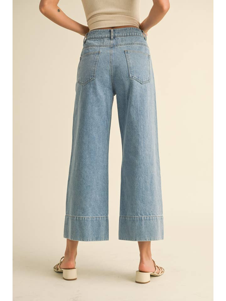 P4564 WIDE HEM DENIM PANTS for wholesale on Faire