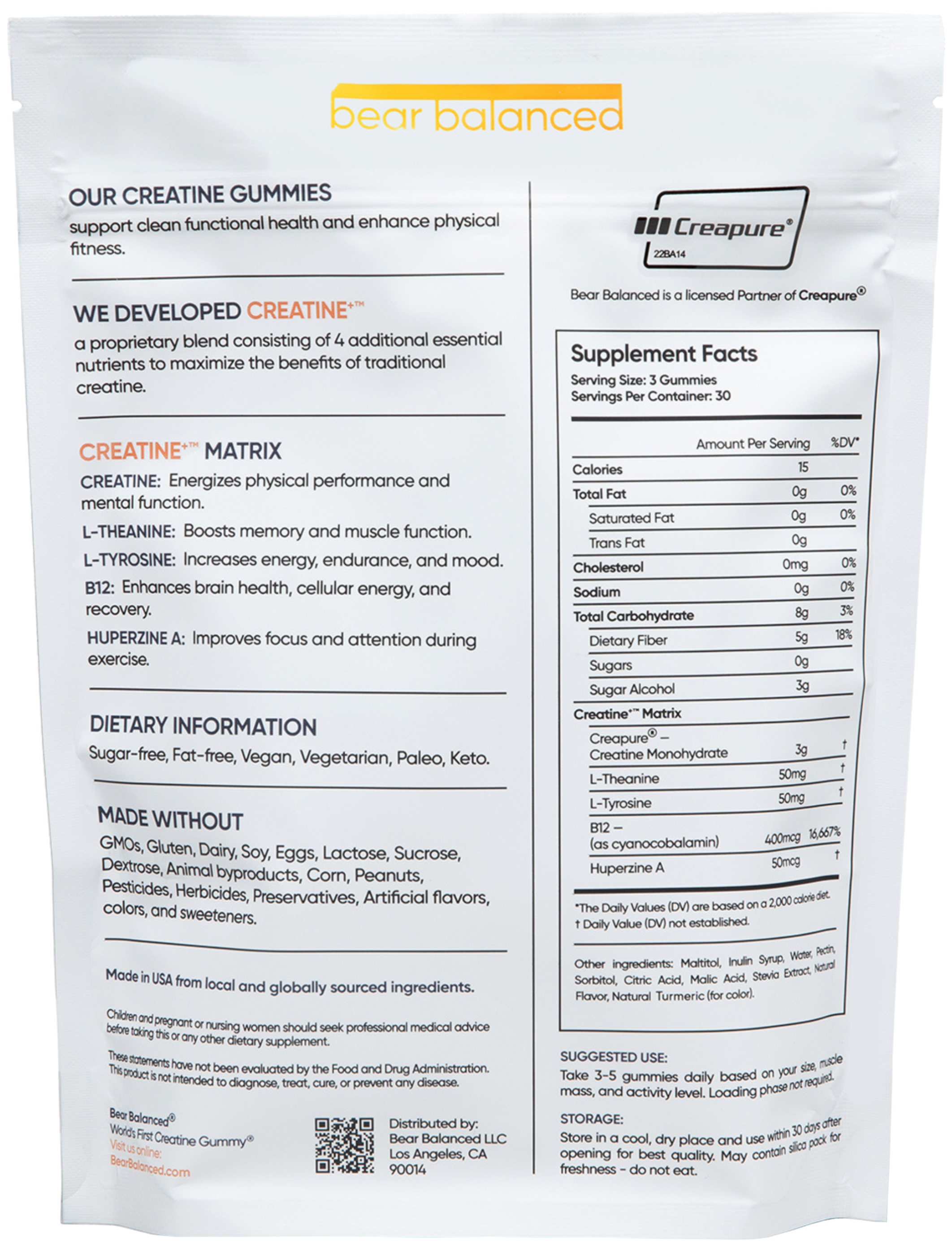 Bear Balanced - Wholesale Oral Supplement/Vitamin - The World's First Creatine Gummies® — Made with Creapure®6