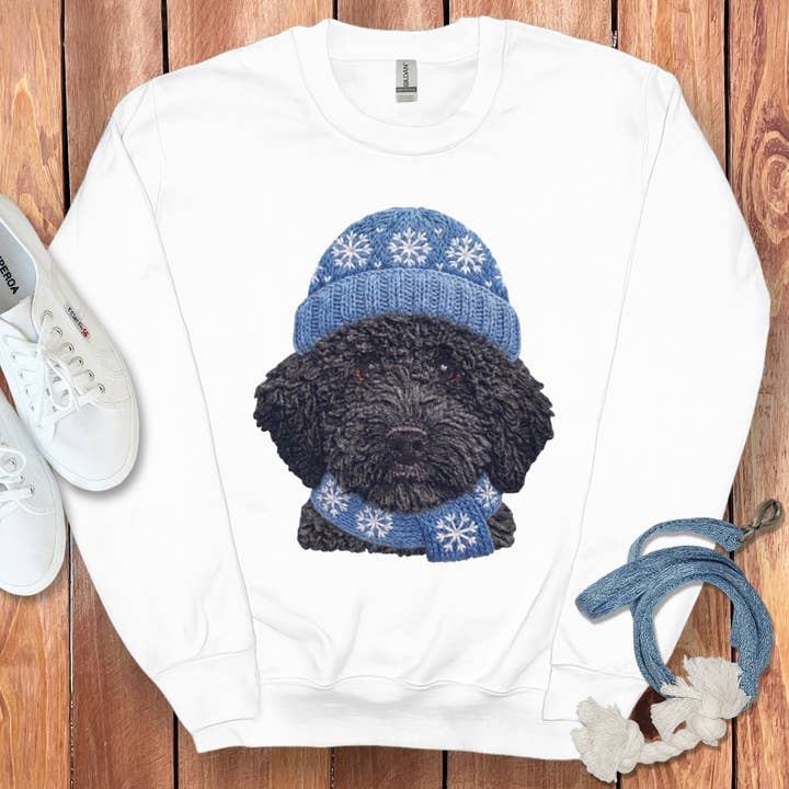 Winter Vibes Black Goldendoodle Sweatshirt for wholesale by Puppy Jo