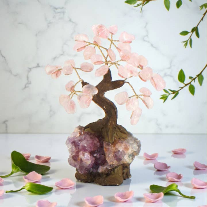 Arbre Feng Shui de l'Argent en Quartz Rose pour la vente par Earths Elements Wholesale