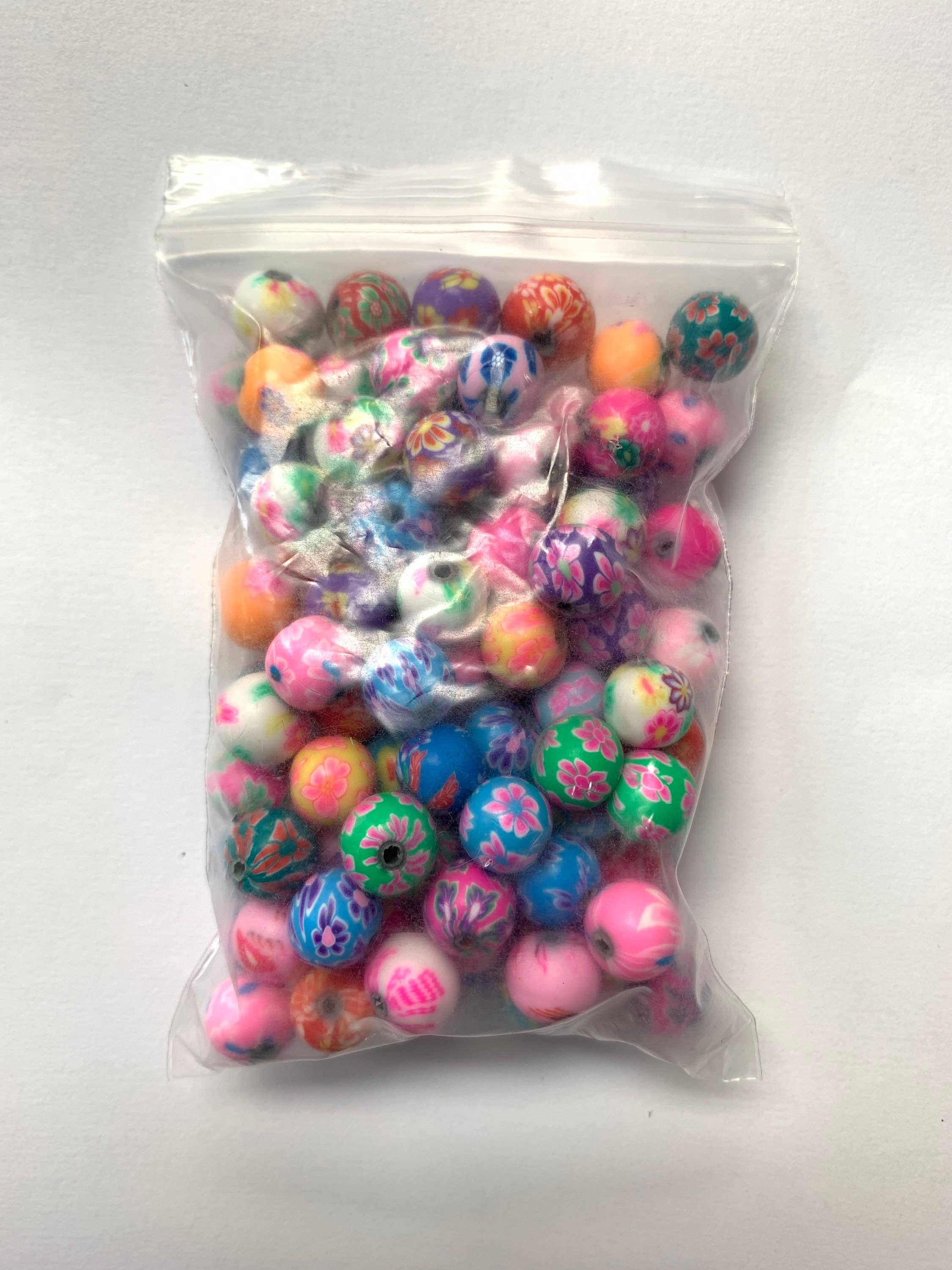 The Bead Bazaar - Wholesale Beads - 100 Bright Flower Beads, 90's Boho Accent Flower Beads, Colo3