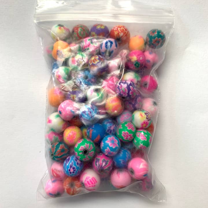 The Bead Bazaar - Wholesale Beads - 100 Bright Flower Beads, 90's Boho Accent Flower Beads, Colo3