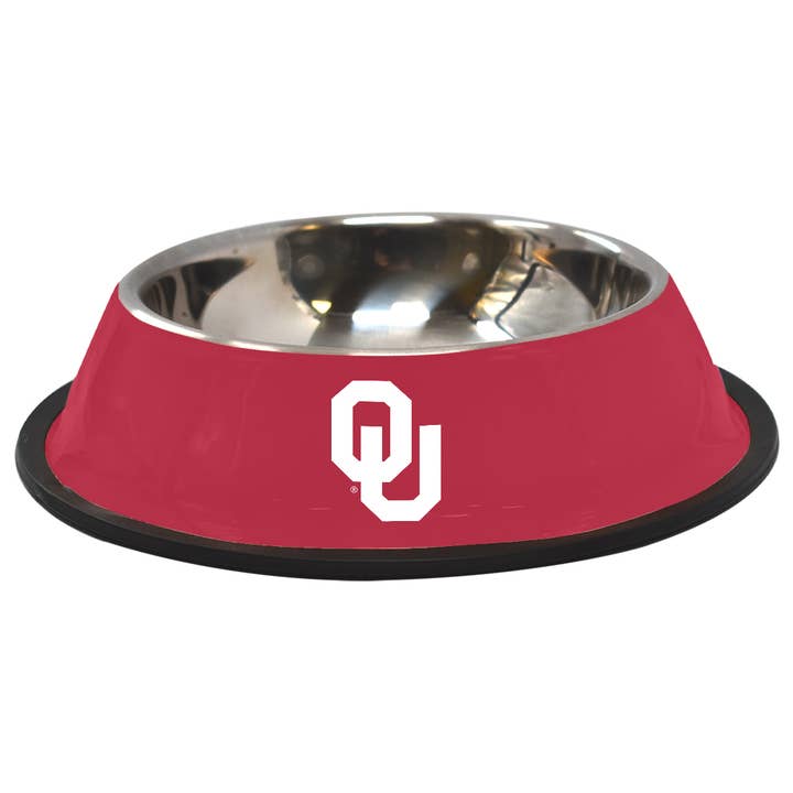 9" Stainless Pet Bowl, Oklahoma Sooners for wholesale by The Memory Company