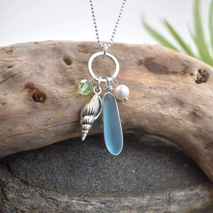 Whitelotus Design - Wholesale Pendant/Charm Necklace - Ocean treasures charm pendant - sea glass jewelry 6
