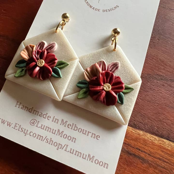 Floral Letter Earrings for wholesale by Lumu Moon Handmade Designs