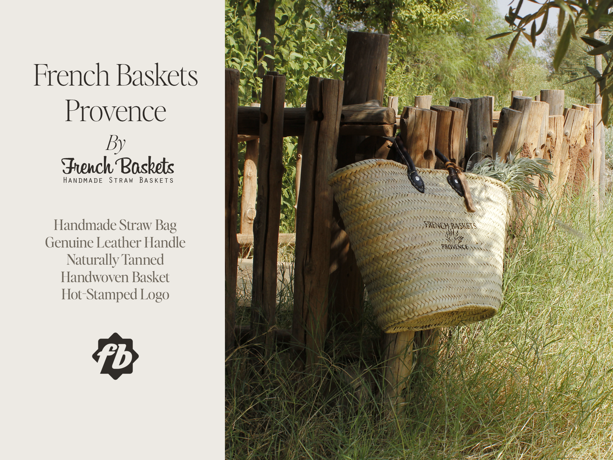 French Baskets - Vendita all'ingrosso Cinghia per borsa - Unisex - Borsa in paglia con logo French Baskets Provence stampato a caldo6