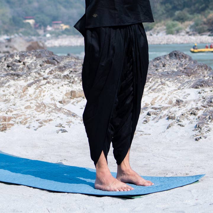 Men Cotton Yoga Pants Black -Rajas for wholesale by AKISO