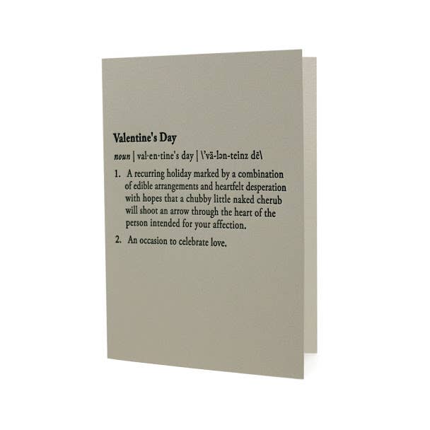 Valentinstag Definition Letterpress Card für den Großhandel von Hat Wig Glove Co.