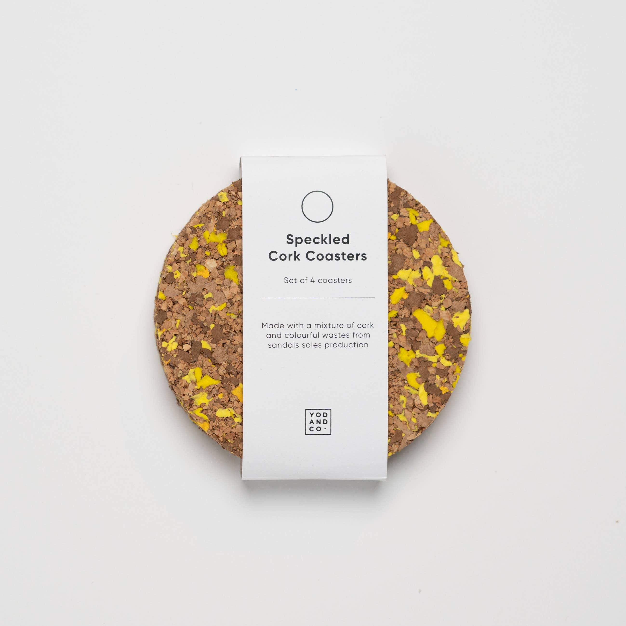 YOD&CO - Wholesale Coasters - Speckled Round Cork Coasters Set of 4 - Yellow1