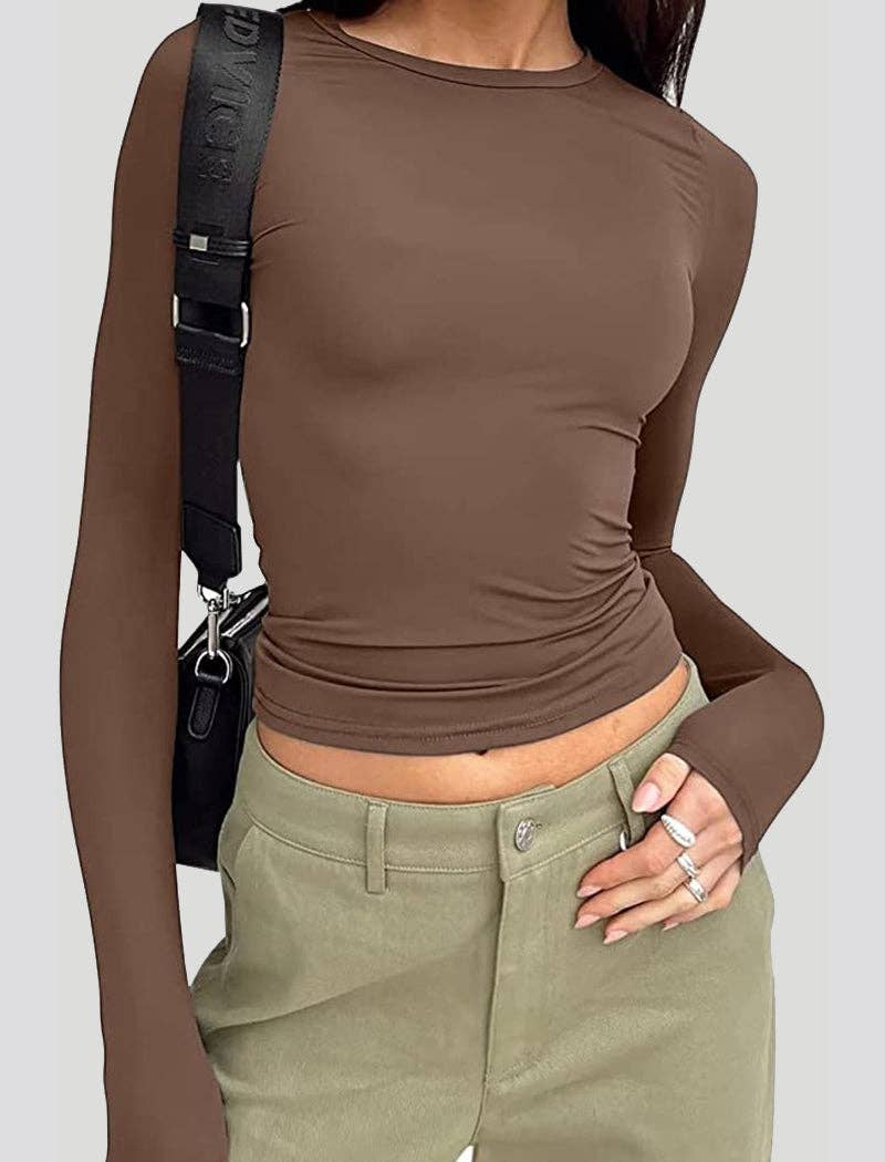 safistyle - Wholesale Knit Top - Women's - Long-Sleeve Crew Neck Crop Top0