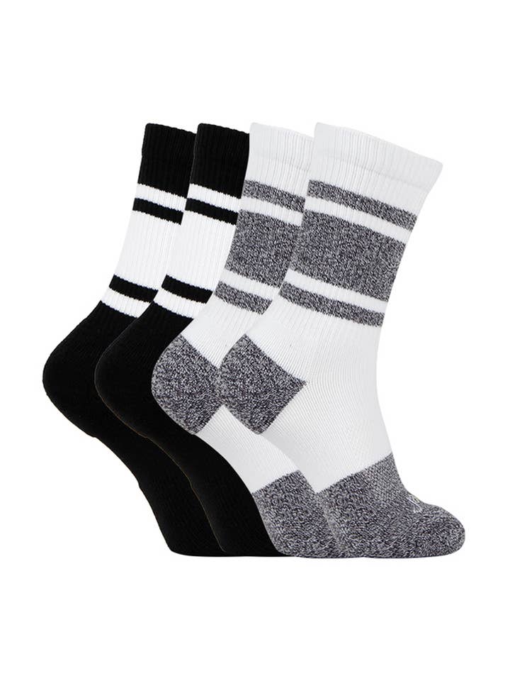 Retro Stripe Targeted Compression Performance Crew Socks - 4 Pack for wholesale by Ja-vie